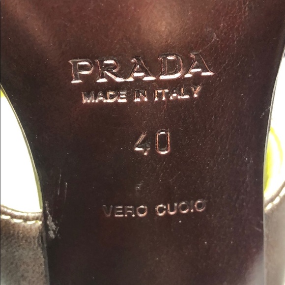 Prada Strappy Sandal Chartreuse/Brown EUC sz 40 - Picture 5 of 8